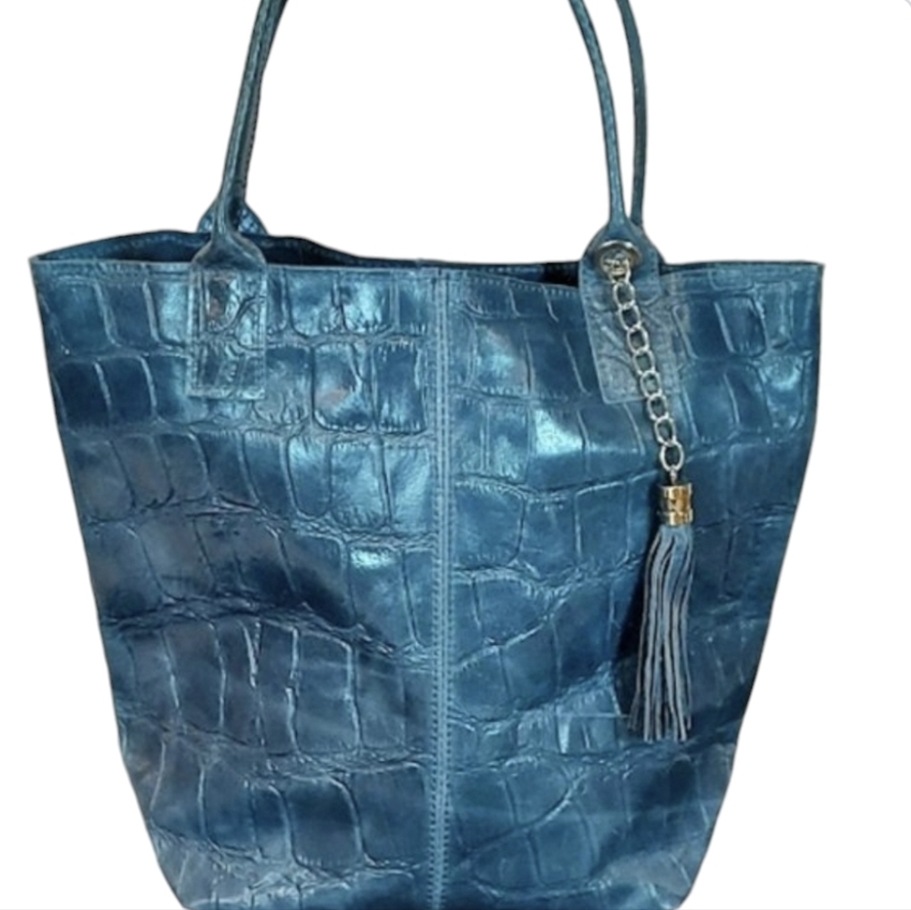 Brand New "Snake Skin" Print Real Patent Leather Bag made in Italy
